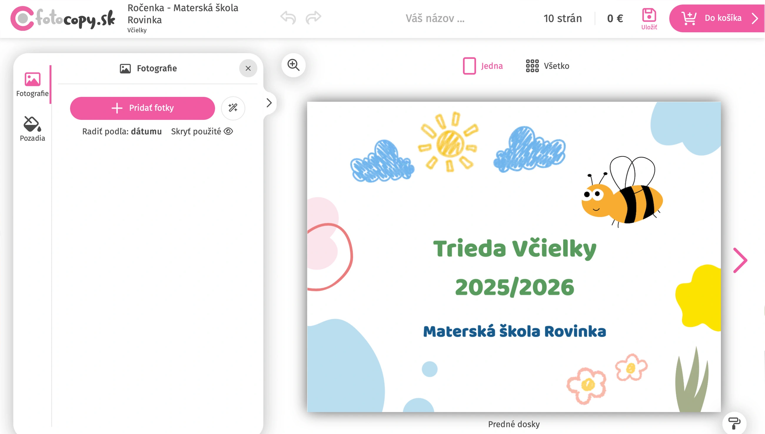 Ukážka otvoreného editora
